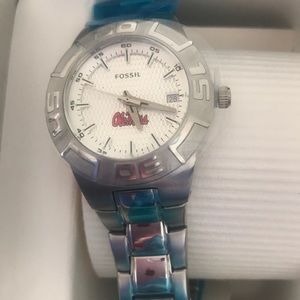 Fossil Silver “Ole Miss” logo watch